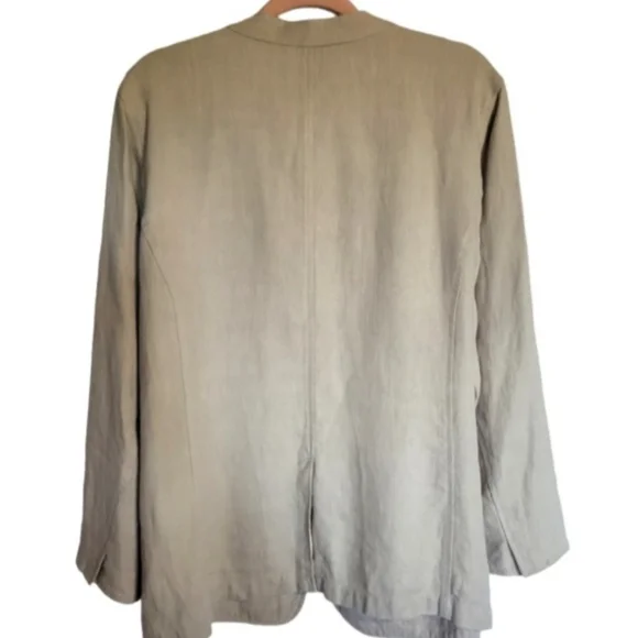 Eileen Fisher 100% Linen Blazer Tan XL GUC - Picture 3 of 5